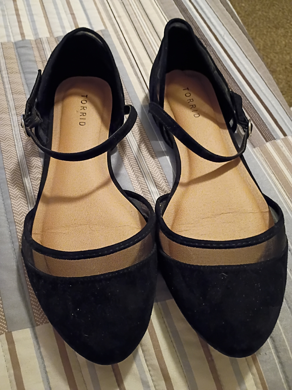 torrid Black Pointed Mesh Flats with Ankle Strap